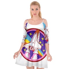 Badge Patch Pink Rainbow Rocket Cutout Spaghetti Strap Chiffon Dress by Sarkoni