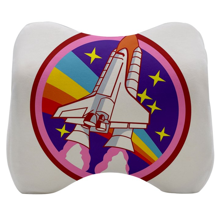 Badge Patch Pink Rainbow Rocket Velour Head Support Cushion