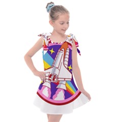 Badge Patch Pink Rainbow Rocket Kids  Tie Up Tunic Dress by Sarkoni