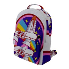 Badge Patch Pink Rainbow Rocket Flap Pocket Backpack (large) by Sarkoni