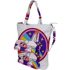 Badge Patch Pink Rainbow Rocket Shoulder Tote Bag by Sarkoni