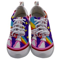 Badge Patch Pink Rainbow Rocket Mens Athletic Shoes by Sarkoni