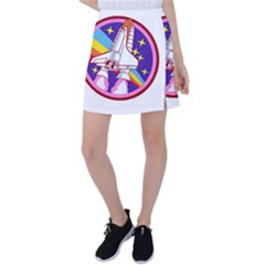 Badge Patch Pink Rainbow Rocket Tennis Skirt by Sarkoni