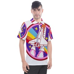 Badge Patch Pink Rainbow Rocket Men s Polo T-shirt by Sarkoni