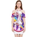 Badge Patch Pink Rainbow Rocket Shoulder Frill Bodycon Summer Dress View1