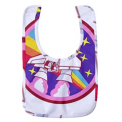 Badge Patch Pink Rainbow Rocket Baby Bib by Sarkoni