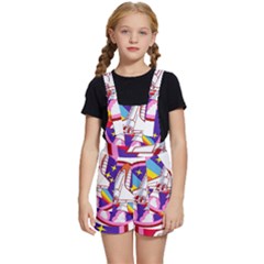 Badge Patch Pink Rainbow Rocket Kids  Short Overalls by Sarkoni