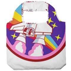 Badge Patch Pink Rainbow Rocket Foldable Grocery Recycle Bag by Sarkoni