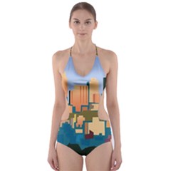 City Buildings Urban Dawn Cut-out One Piece Swimsuit by Sarkoni