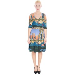 City Buildings Urban Dawn Wrap Up Cocktail Dress by Sarkoni