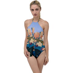 City Buildings Urban Dawn Go With The Flow One Piece Swimsuit by Sarkoni