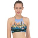 City Buildings Urban Dawn Halter Bikini Top View1