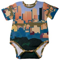 City Buildings Urban Dawn Baby Short Sleeve Bodysuit by Sarkoni