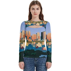 City Buildings Urban Dawn Women s Cut Out Long Sleeve T-shirt