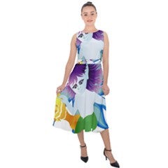 Mermaid Fantasy Undersea Merman Midi Tie-back Chiffon Dress by Sarkoni