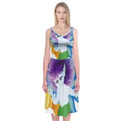 Mermaid Fantasy Undersea Merman Midi Sleeveless Dress by Sarkoni