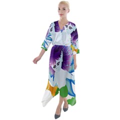 Mermaid Fantasy Undersea Merman Quarter Sleeve Wrap Front Maxi Dress by Sarkoni