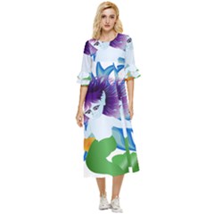 Mermaid Fantasy Undersea Merman Double Cuff Midi Dress by Sarkoni