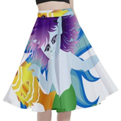 Mermaid Fantasy Undersea Merman A-line Full Circle Midi Skirt With Pocket by Sarkoni