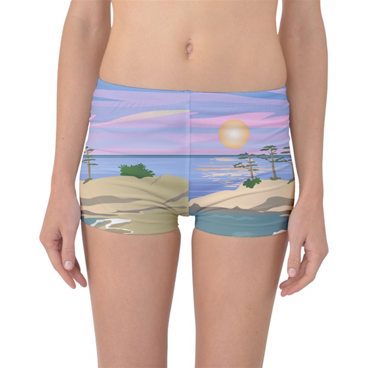 Vacation Island Sunset Sunrise Boyleg Bikini Bottoms