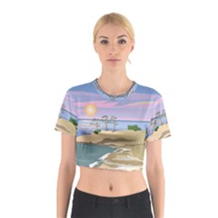 Vacation Island Sunset Sunrise Cotton Crop Top by Sarkoni