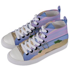 Vacation Island Sunset Sunrise Women s Mid-top Canvas Sneakers by Sarkoni