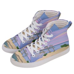 Vacation Island Sunset Sunrise Men s Hi-top Skate Sneakers by Sarkoni