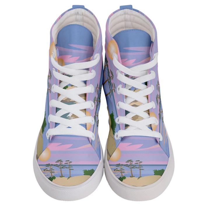 Vacation Island Sunset Sunrise Women s Hi-Top Skate Sneakers