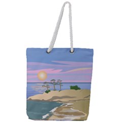 Vacation Island Sunset Sunrise Full Print Rope Handle Tote (large) by Sarkoni