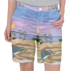 Vacation Island Sunset Sunrise Women s Pocket Shorts by Sarkoni