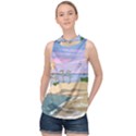 Vacation Island Sunset Sunrise High Neck Satin Top View1