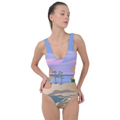 Vacation Island Sunset Sunrise Side Cut Out Swimsuit by Sarkoni