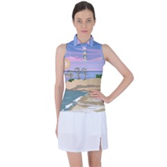 Vacation Island Sunset Sunrise Women s Sleeveless Polo T-shirt by Sarkoni