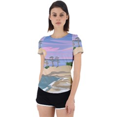 Vacation Island Sunset Sunrise Back Cut Out Sport T-shirt by Sarkoni