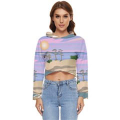 Vacation Island Sunset Sunrise Women s Lightweight Cropped Hoodie by Sarkoni