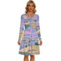 Vacation Island Sunset Sunrise Long Sleeve Dress With Pocket View1