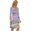 Vacation Island Sunset Sunrise Long Sleeve Dress With Pocket View3