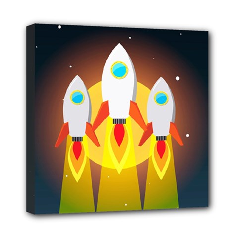 Rocket Take Off Missiles Cosmos Mini Canvas 8  X 8  (stretched) by Sarkoni