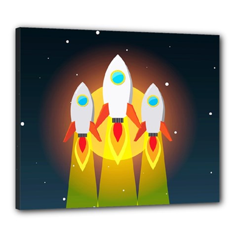 Rocket Take Off Missiles Cosmos Canvas 24  X 20  (stretched) by Sarkoni