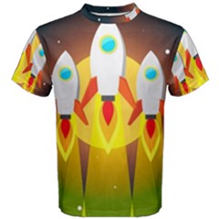 Rocket Take Off Missiles Cosmos Men s Cotton T-shirt by Sarkoni