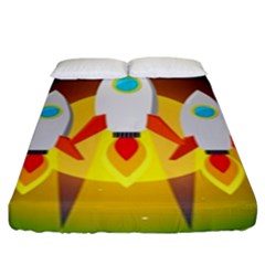 Rocket Take Off Missiles Cosmos Fitted Sheet (king Size) by Sarkoni