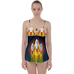 Rocket Take Off Missiles Cosmos Babydoll Tankini Top by Sarkoni