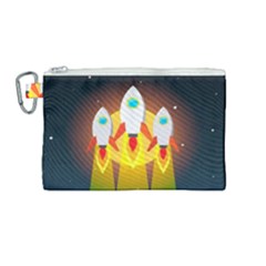 Rocket Take Off Missiles Cosmos Canvas Cosmetic Bag (medium) by Sarkoni