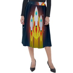 Rocket Take Off Missiles Cosmos Classic Velour Midi Skirt  by Sarkoni