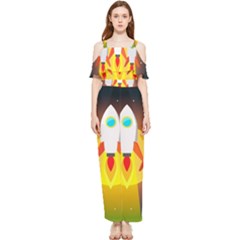 Rocket Take Off Missiles Cosmos Draped Sleeveless Chiffon Jumpsuit by Sarkoni