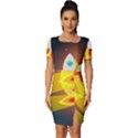 Rocket Take Off Missiles Cosmos Fitted Knot Split End Bodycon Dress View1