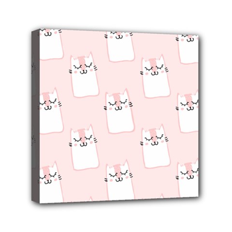 Pattern Pink Cute Sweet Fur Cats Mini Canvas 6  X 6  (stretched) by Sarkoni