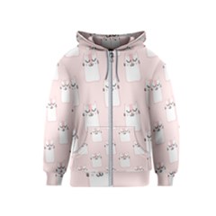 Pattern Pink Cute Sweet Fur Cats Kids  Zipper Hoodie by Sarkoni