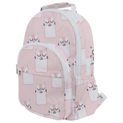 Pattern Pink Cute Sweet Fur Cats Rounded Multi Pocket Backpack by Sarkoni