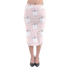 Pattern Pink Cute Sweet Fur Cats Midi Pencil Skirt by Sarkoni